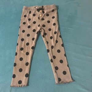 Zara 2-3y gray ribbed black polka dots pants